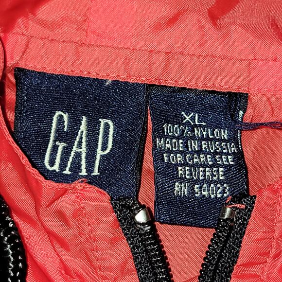 GAP LS Quarter Zip Hooded Unisex Red Wind Breaker w/ Front Zipper Pouch -Size XL - Picture 4 of 4